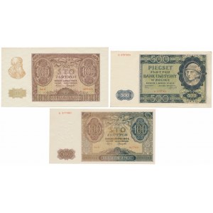 Banknoty okupacyjne 1940-1941 - zestaw (3szt)