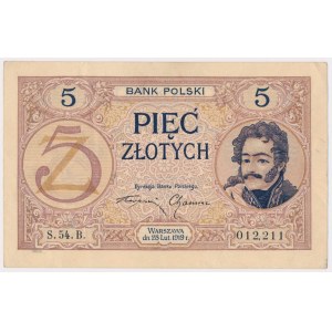 5 złotych 1919 - S.54.B - PIĘKNY