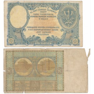 100 zloty 1919 and 50 zloty 1925 - set (2pcs)