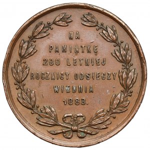 Medal, 200-lecie Odsieczy Wiedeńskiej - Jan III Sobieski na koniu 1883