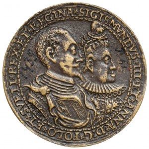 Žigmund III Vaza, medaila 1594, kráľovský pár, Poznaň - neskorší odliatok