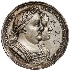 Jan III Sobieski, Medal 1677 - wizyta pary królewskiej w Gdańsku - kopia galwaniczna