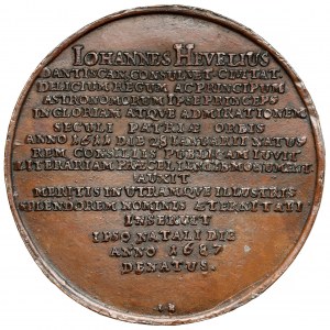 Medal Gdańsk 1687 - Jan Heweliusz (Höhn) - kopia galwaniczna