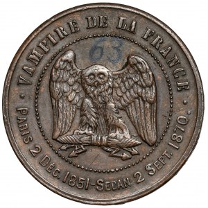 France, Napoleon III, Medal 1870 - satirizing the defeat at Sedan / Vampire de la France