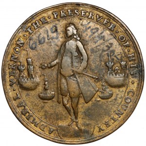Anglicko, medaila 1741 - Vernon a Cartagena