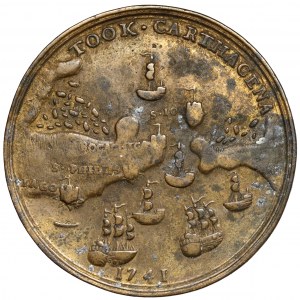 Anglie, medaile 1741 - Vernon a Cartagena