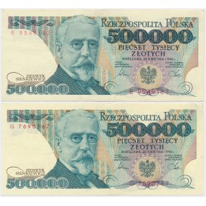500 000 PLN 1990 - B a G - sada (2ks)