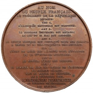 Francúzsko, Napoleon III, medaila 1851 - La Président de la République Decrète