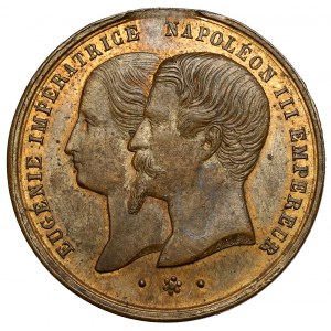 France, Napoleon III, Medal - Palais de l'Industrie vue de l'Intérieur