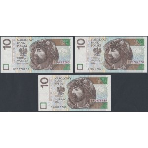 10 PLN 2016 BY - 0678760, 0767670 and 0876780 - radar (3pcs)