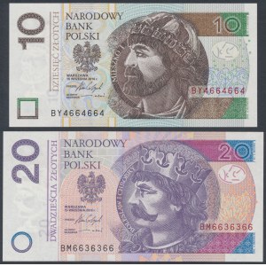 10 zł 2016 BY - 4664664 i 20 zł 2016 BM - 6636366 - radarowe (2szt)