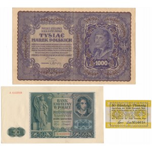 Polské bankovky 1919-1941 a notgeld Neuteich (Nowy Staw) - sada (3ks)