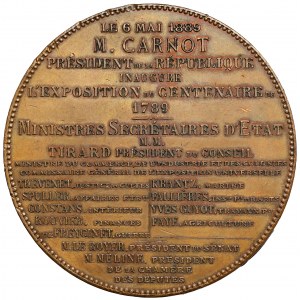 Francúzsko, medaila 1889 - Carnot President de la Republique Francaise