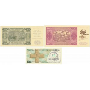 Banknoty z nadrukami 1948 - 1988 - zestaw (3szt)