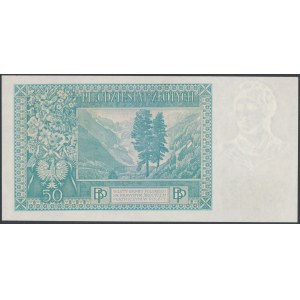 Londýn, 50 zlotých 1939 - A 000000 - vodoznak ako pri 10 zlotých