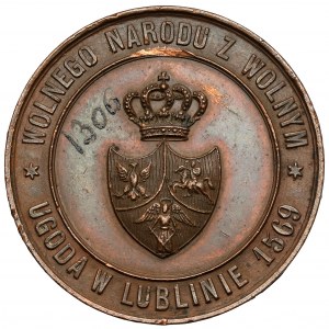 Medaile na památku oslav Lublinského divadla ve Lvově 1869
