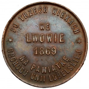 Medaile na památku oslav Lublinského divadla ve Lvově 1869