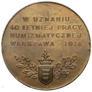 Medaile, Stanisław Kosieradzki - za 40 let numismatické práce 1914