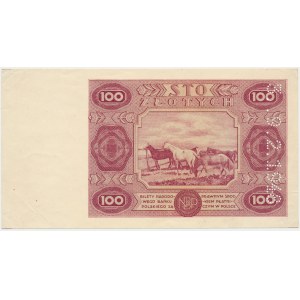 100 zlotých 1947/48 - VZOROVÁ TLAČ rubovej strany - perforácia 3. 9.2.1948