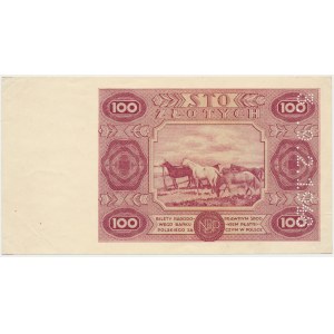 100 zloty 1947 - SAMPLE PRINT of reverse - perforation 3.9.2.1948