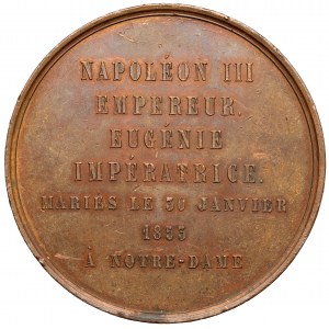 Frankreich, Napoleon III, Medaille 1853 - Maries à Notre-Dame