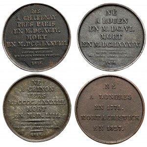 Frankreich, gegossene Medaillen (Briefkopien) - Lot von 4 Stk.