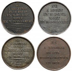 France, cast medals (letter copies) - lot of 4 pcs.