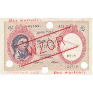 20 złotych 1919 - WZÓR - A.12 - wysoki nadruk, perforacja