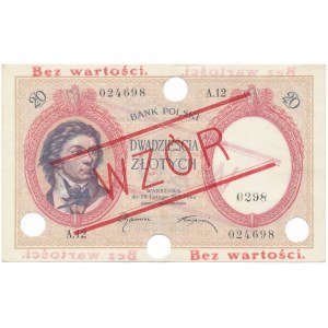 20 Zloty 1919 - MODELL - A.12 - hoher Druck, Zähnung