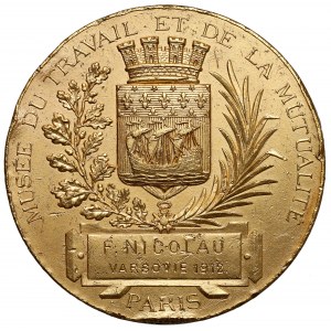 Francja, Medal z dedykacją dla Mikołaja z Warszawy 1912