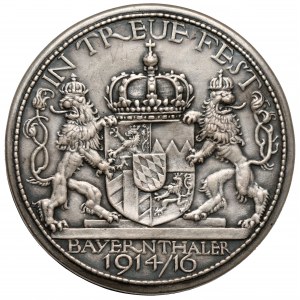 Bayern, Ludwig III, Medaila / Bayern Thaler 1914/16 - Steckmedaille