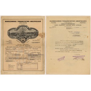Warszawskie Towarzystwo Ubezpieczeń Sp. Akc., Fire policy + notice of payment (2pcs)