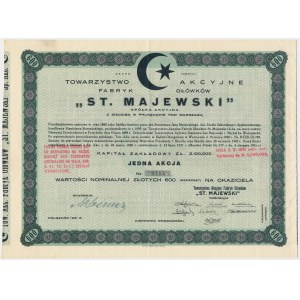 ST. MAJEWSKI Tow. Akc. Fabryk Ołówków, Em.1, 600 zl 1931