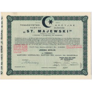 ST. MAJEWSKI Tow. Akc. Fabryk Ołówków, Em.1, 600 zł 1931