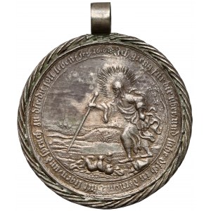 Medal chrzcielny - ODLEW w oprawie