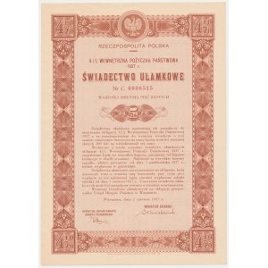 4.5% Fire. Internal 1937, Fractional certificate 5 zloty - C series