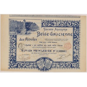 Societe Anonyme Belge-Galicienne des Petroles, prednostná akcia 500 FB 1897