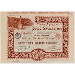 Societe Anonyme Belge-Galicienne des Petroles, akcie na doručitele 500 FB 1897