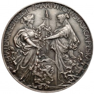 Medal, Bohaterskiej Belgii Zmartwychwstająca Polska 1914 - srebrzony