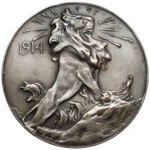 Medal, Bohaterskiej Belgii Zmartwychwstająca Polska 1914 - srebrzony
