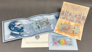 Romania, 2.000 Lei 1999 & 2x 100 Lei 2018-2019 - in folder (3pcs)