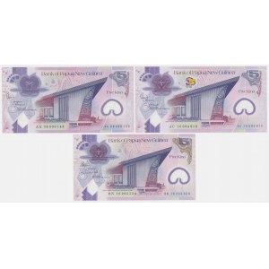 Papua-Nowa Gwinea, 5 Kina (2008-2016) - Polymers (3pcs)