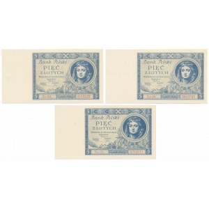 5 gold 1930 - various series (3pcs)