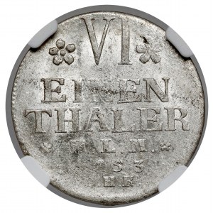 Meklenbursko-Schwerin, Christian Ludwig II, 1/6 thaler 1753 OHK