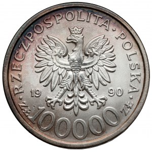 100,000 zloty 1990 Solidarity - variety B