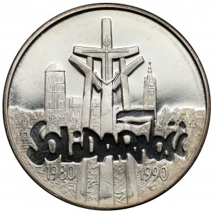 100.000 złotych 1990 Solidarność - odmiana D - LUSTRZANKA (odwrócona flaga)