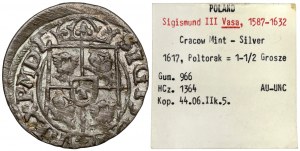 Zygmunt III Waza, Półtorak Bydgoszcz 1617 - ex. Karolkiewicz