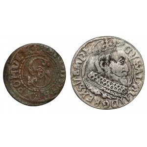 Sigismund III Vasa, Riga 1620 shellac and Gustav II Adolf, Elblag 1632 penny (2pc)