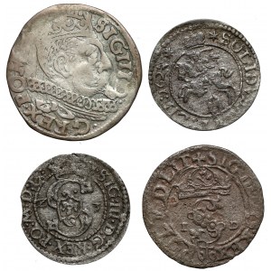 Sigismund III Vasa, Trojak and shillings, set (4pcs)
