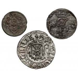 Zikmund III Vasa, denáre gdaňský, dwudenar vilniuský a Szeląg Mitawa (3ks)